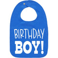 Aiden's Corner royal blue handmade first birthday baby boy smash cake bib front view