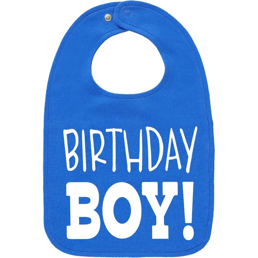 Aiden's Corner royal blue handmade first birthday baby boy smash cake bib front view