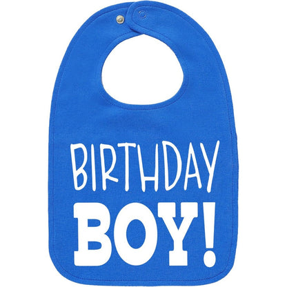 Aiden's Corner royal blue handmade first birthday baby boy smash cake bib front view