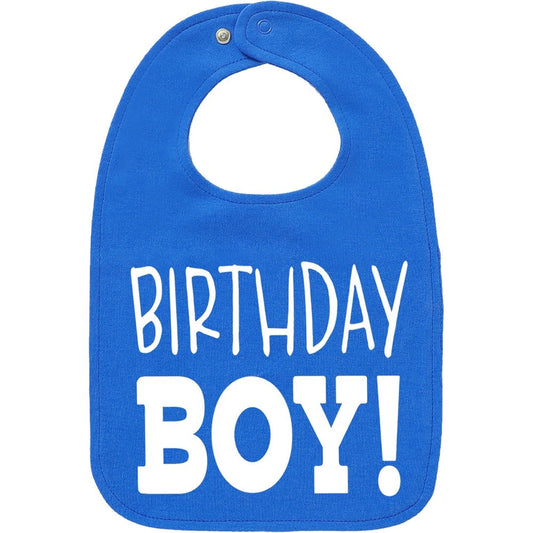 Aiden's Corner royal blue handmade first birthday baby boy smash cake bib front view