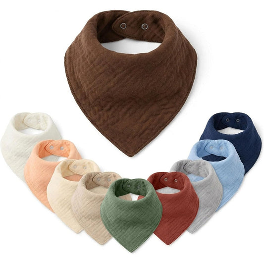 Mere and Moi muslin baby bandana bibs front view
