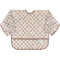 Bumkins Sleeved Bib in Sand Check front view