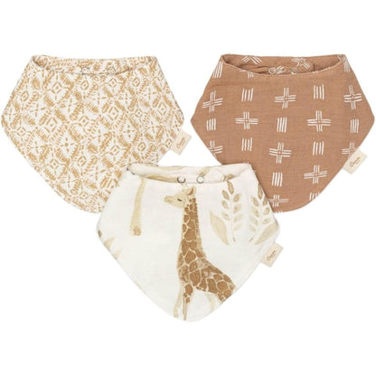 Crane Baby muslin bandana bib set front view with geometric print