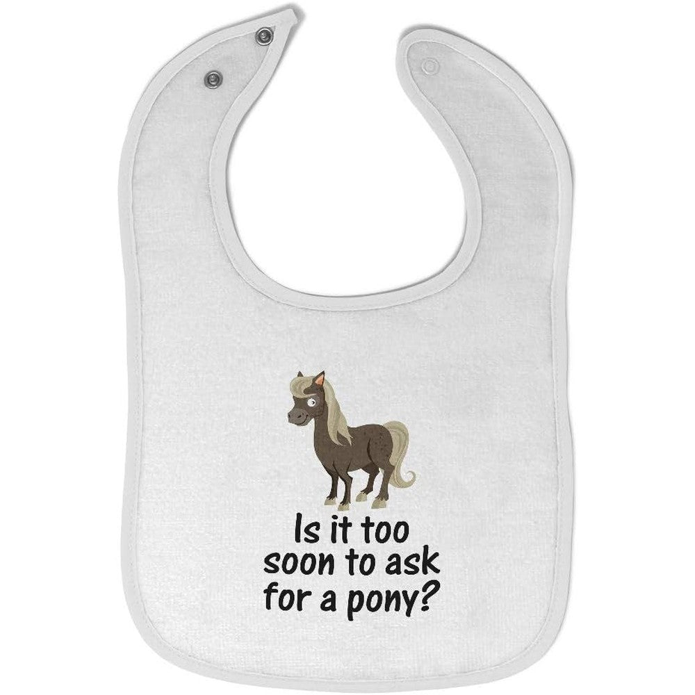Cute Rascals horse print baby bib front view featuring humorous text.