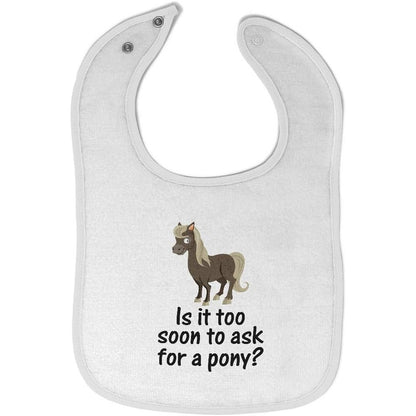 Cute Rascals horse print baby bib front view featuring humorous text.