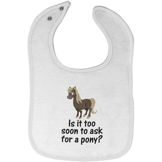 Cute Rascals horse print baby bib front view featuring humorous text.
