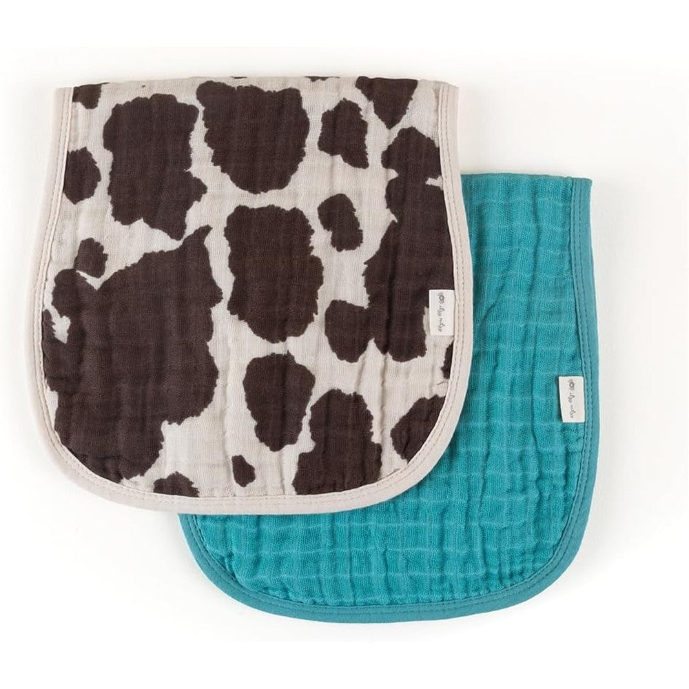 Itzy Ritzy Set of 2 Baby Burp Cloths Cow Print front view