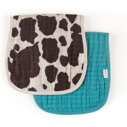 Itzy Ritzy Set of 2 Baby Burp Cloths Cow Print front view
