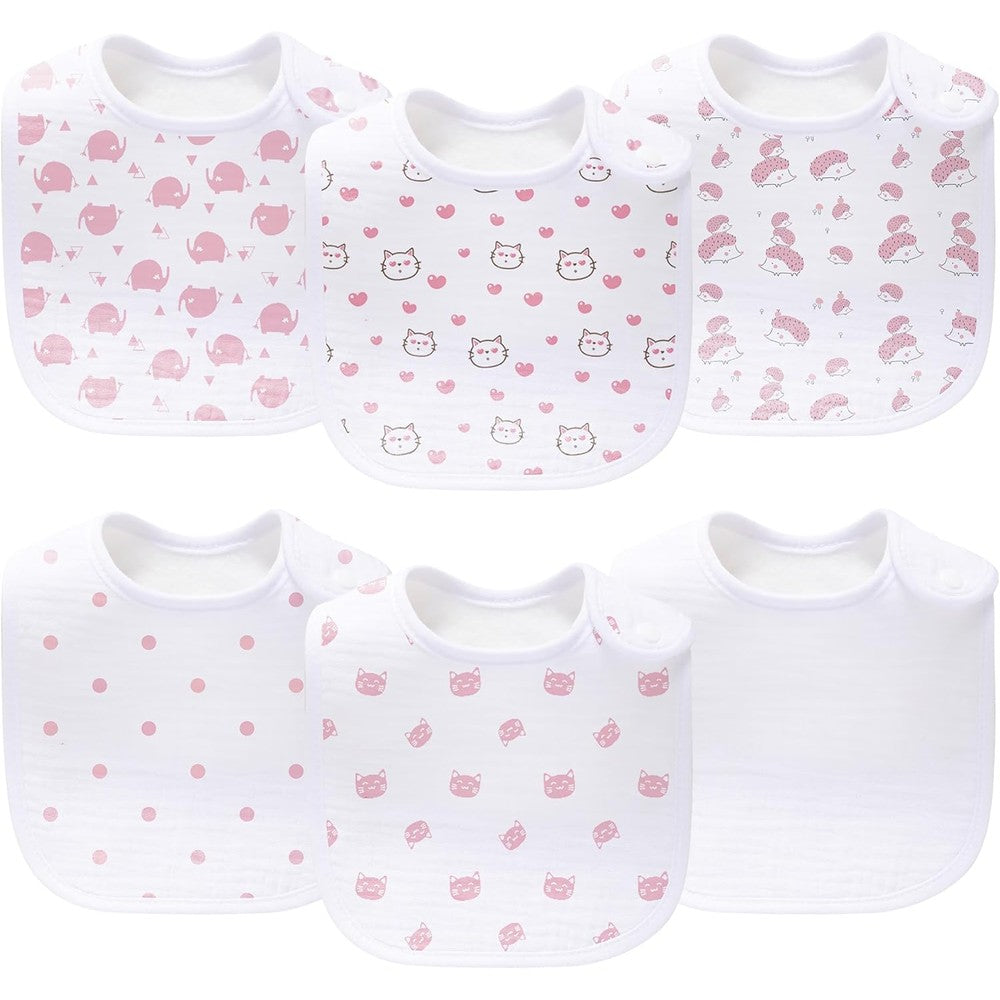 Konssy 6-pack baby muslin bibs front view