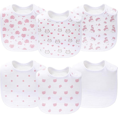 Konssy 6-pack baby muslin bibs front view
