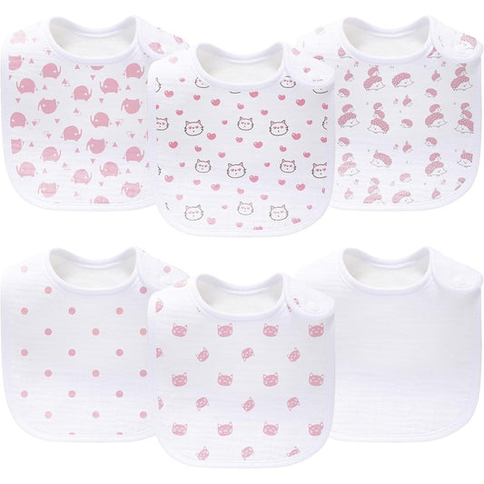 Konssy 6-pack baby muslin bibs front view