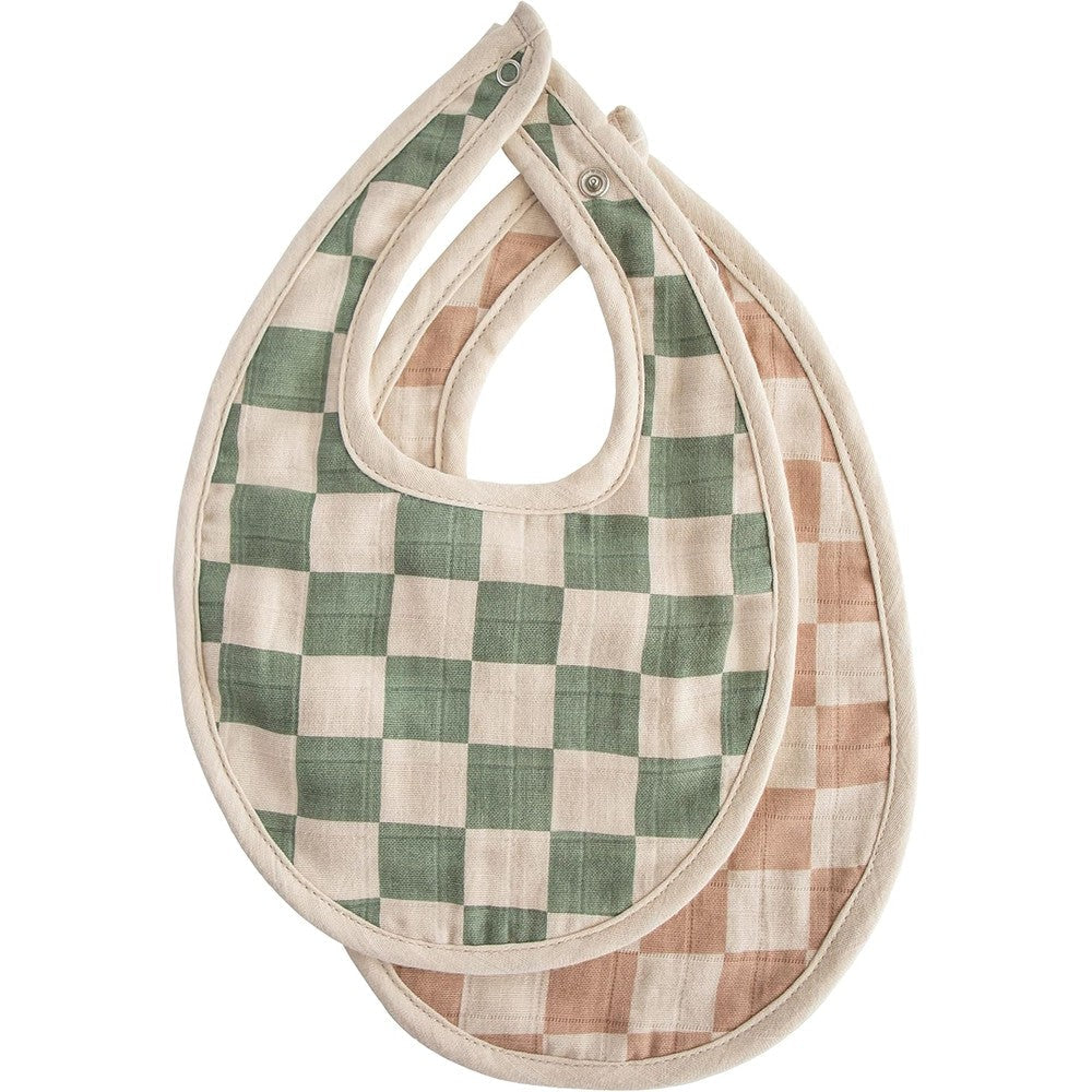 Mushie muslin baby bib 2 pack front view