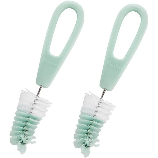 Simba Rotary Nipple Brush Green front view for baby bottles