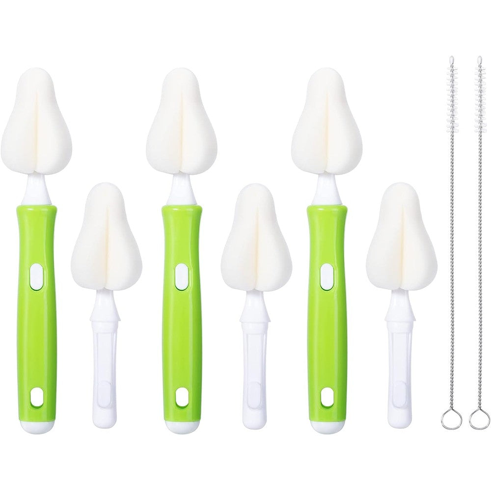 Carebabymore 8 piece sponge nipple bottle brush set front view
