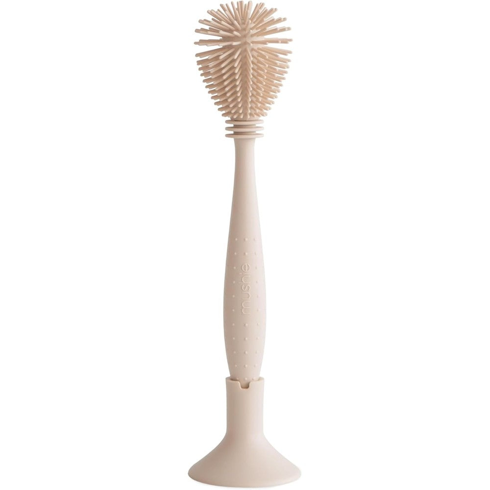 Mushie Baby Bottle Brush With Soft Silicone Bristles And Suction Base In Shifting Sand Color For Effortless Cleaning Of Feeding Essentials - Image 1