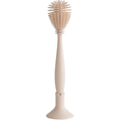 Mushie Baby Bottle Brush With Soft Silicone Bristles And Suction Base In Shifting Sand Color For Effortless Cleaning Of Feeding Essentials - Image 1