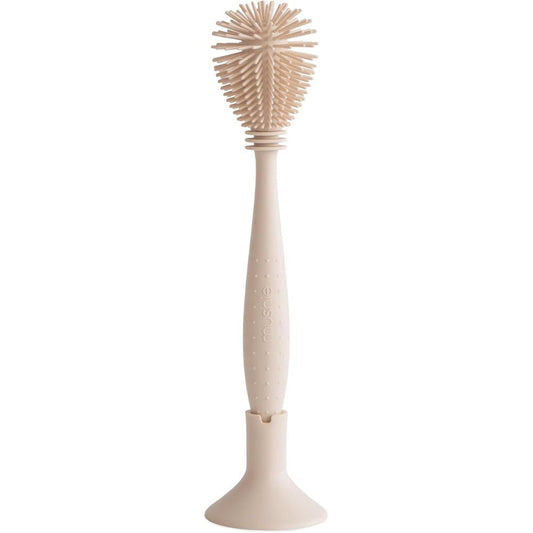 Mushie Baby Bottle Brush With Soft Silicone Bristles And Suction Base In Shifting Sand Color For Effortless Cleaning Of Feeding Essentials - Image 1