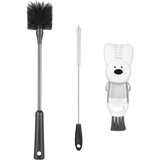 FunCee 3 Pack Stainless Steel Bottle Brush Set front view