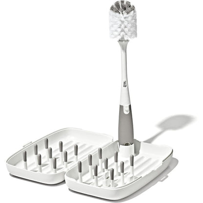 OXO Tot Travel Size Drying Rack and Bottle Brush Gray front view