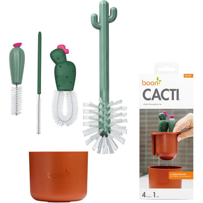 Boon Cacti Bottle Cleaning Brush Set in terracotta color front view