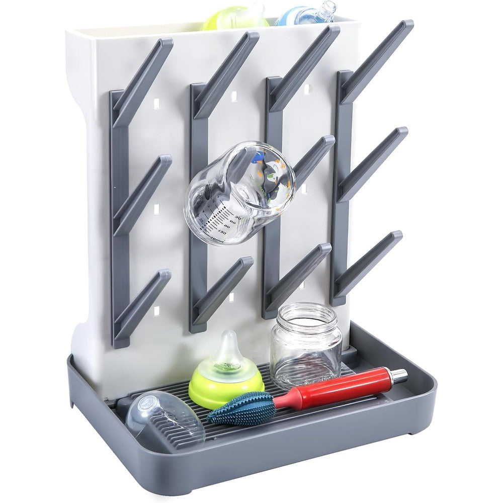MeCids baby bottle drying rack gray front view