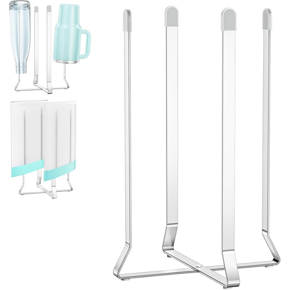 Xilimen metal bottle drying rack front view on kitchen counter