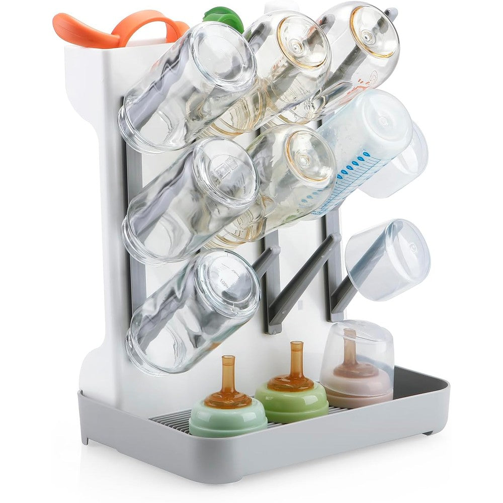 PandaEar baby bottle drying rack front view grey