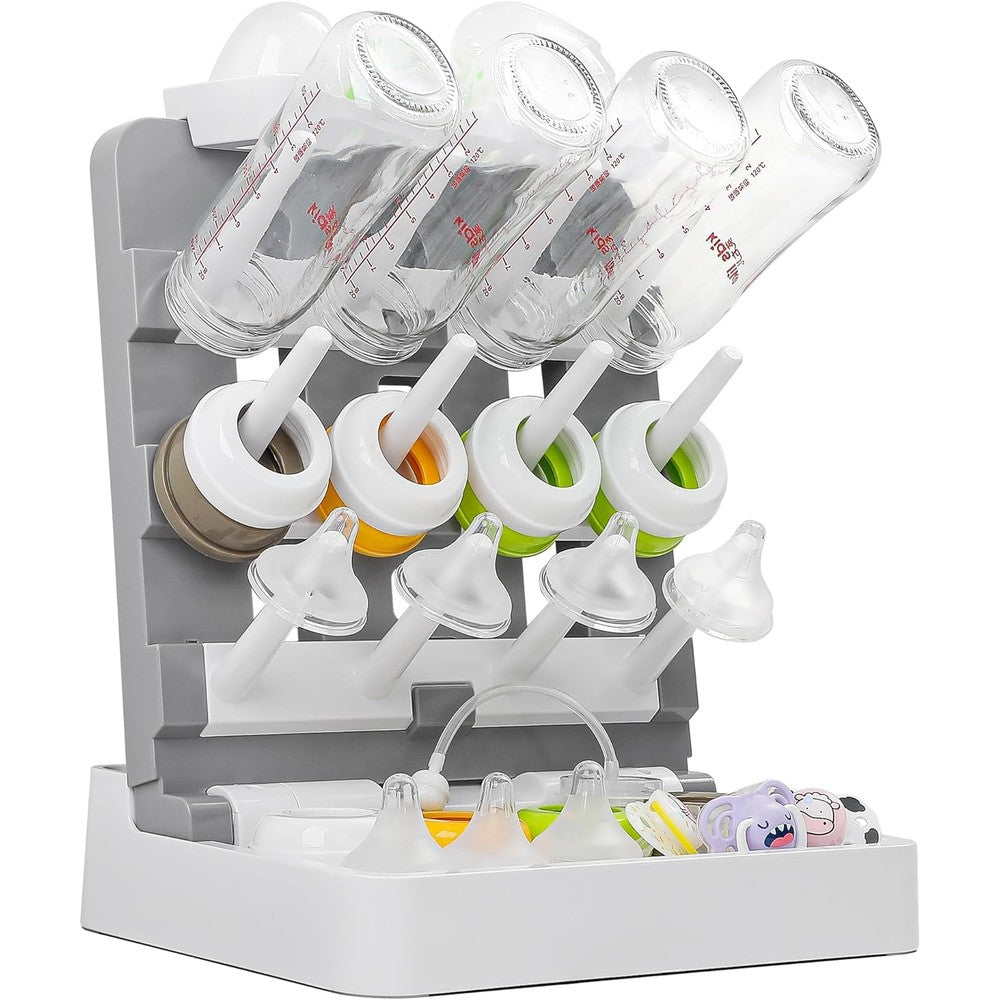 Cinwwni vertical baby bottle drying rack front view on kitchen counter