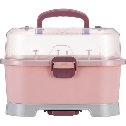 Zdolmy baby bottle drying rack storage box pink front view