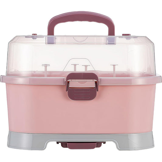 Zdolmy baby bottle drying rack storage box pink front view