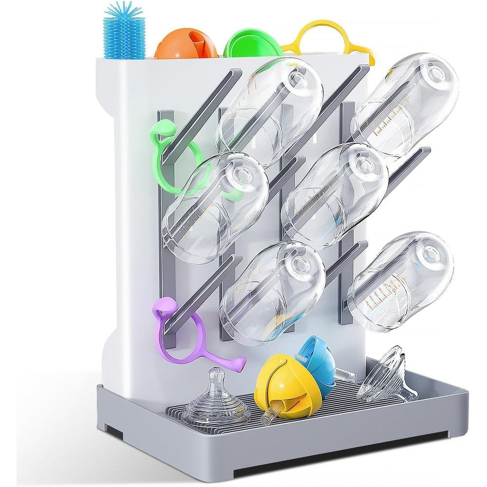 Wonder Digital baby bottle drying rack front view on kitchen counter