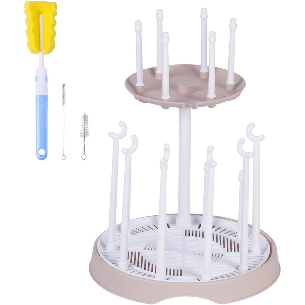 Dijiameiya double layer baby bottle drying rack in pink