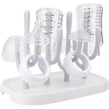 Hourise baby bottle drying rack front view with bottles