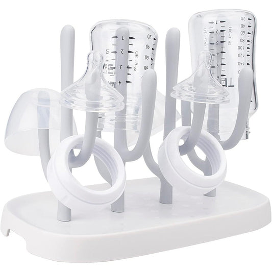 Hourise baby bottle drying rack front view with bottles