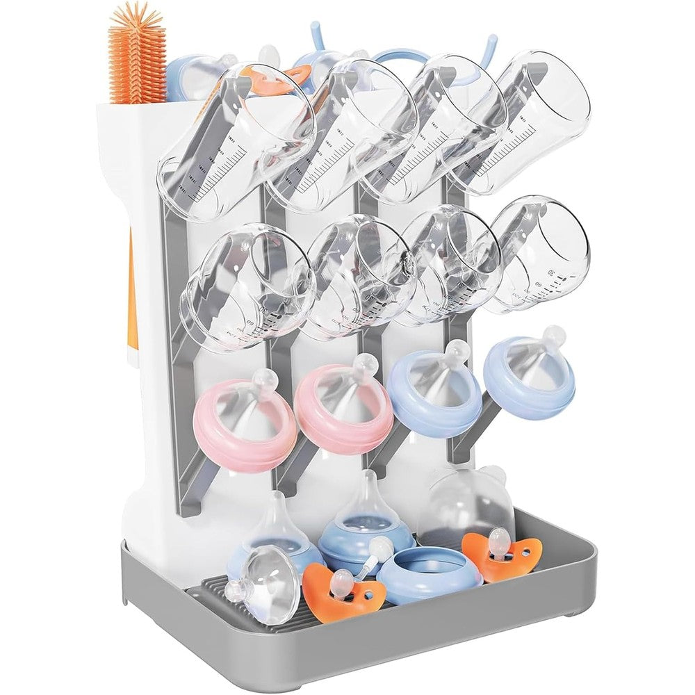 Candyhome vertical baby bottle drying rack front view gray