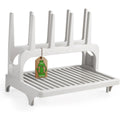 PopYum Seattle Gray Space Saving Drying Rack front view on kitchen counter