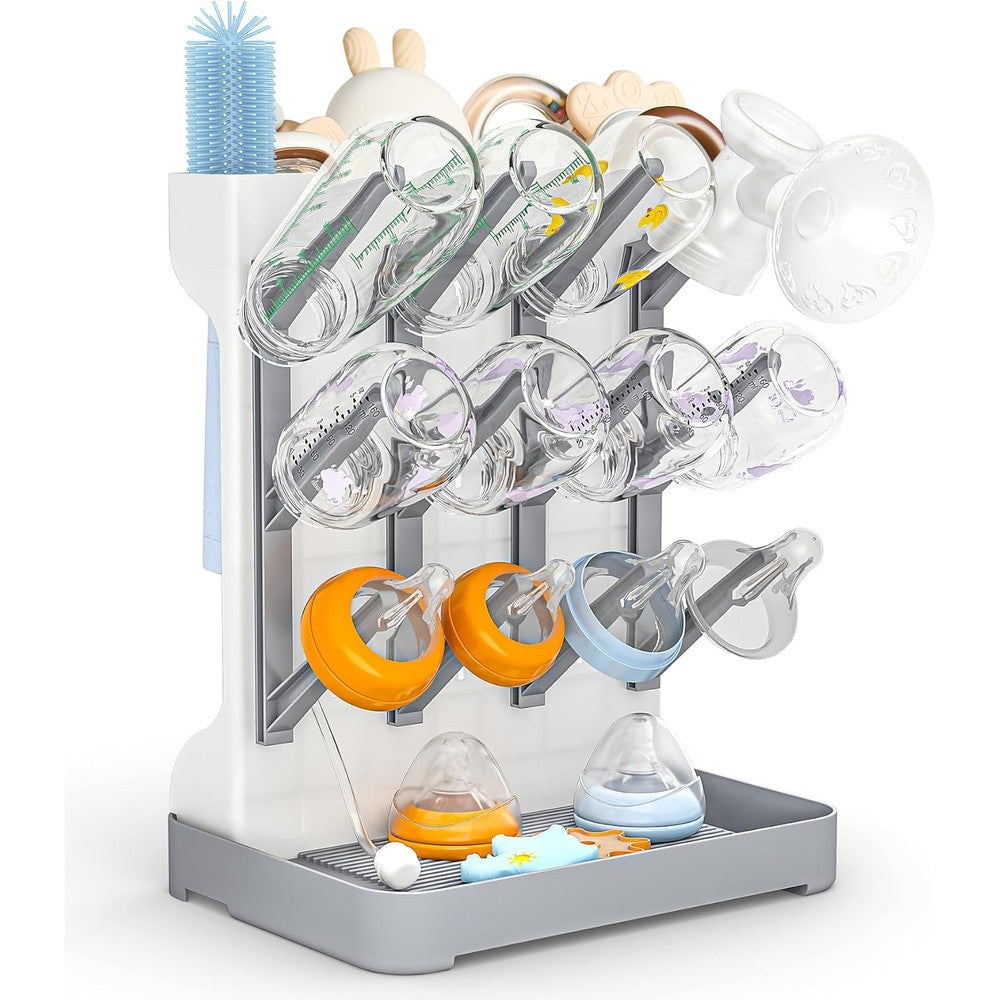 GoMaihe baby bottle drying rack gray front view