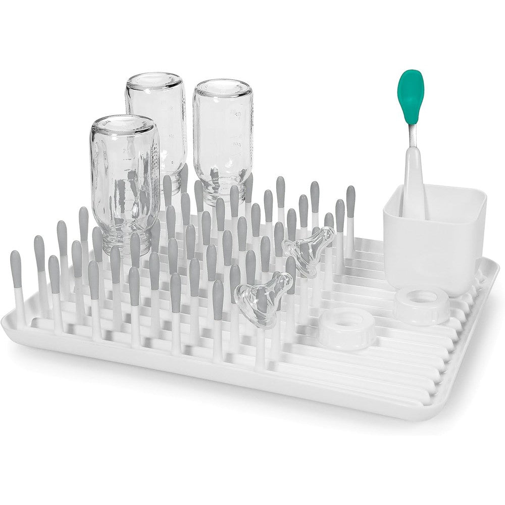 Oxo Tot Bottle Drying Rack Gray front view on kitchen counter