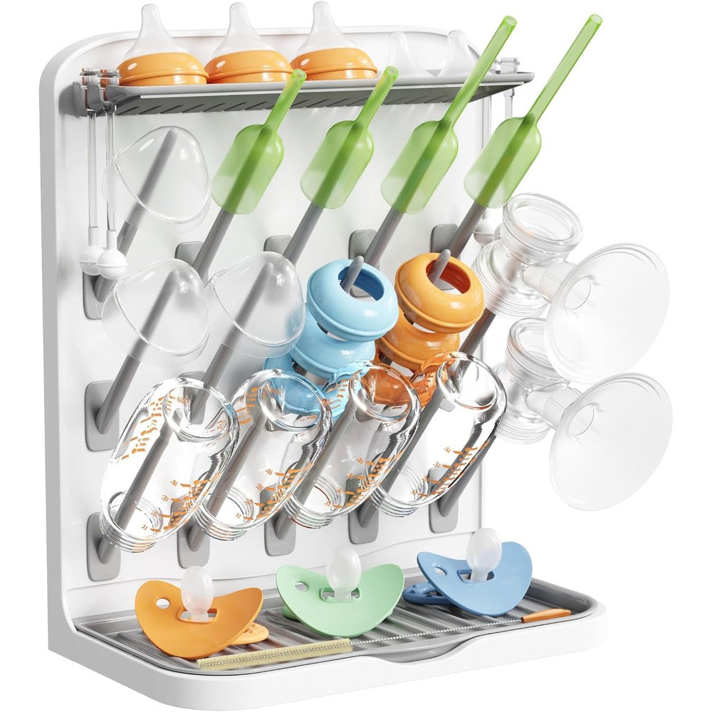 Lifewit Large Baby Bottle Drying Rack front view with 15 hooks