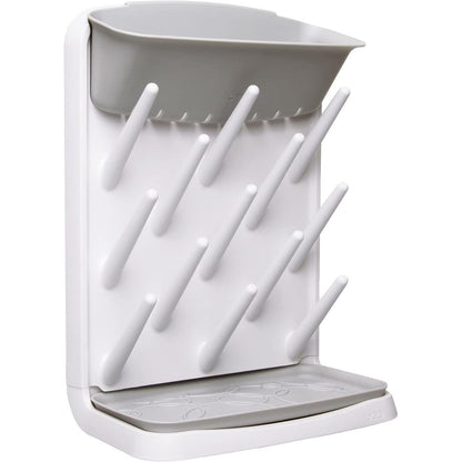 Ubbi Vertical Baby Bottle Drying Rack front view in gray