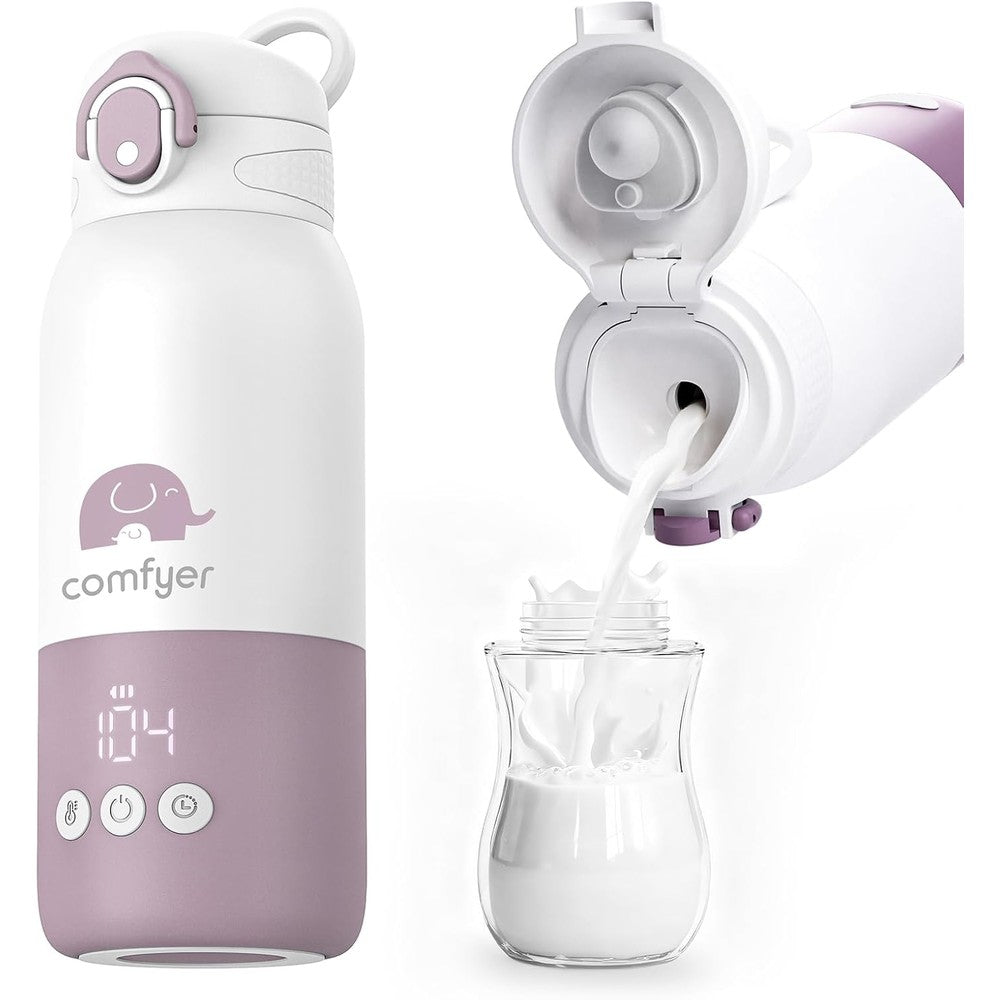 Comfyer portable baby bottle warmer front view showing digital display