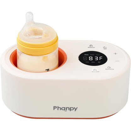 Phanpy 12-in-1 water-free bottle warmer front view with digital display