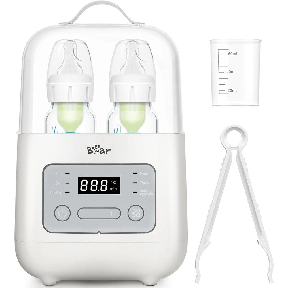 Bear 8-in-1 double bottle warmer front view with digital display