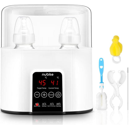Nubite double baby bottle warmer front view with digital display