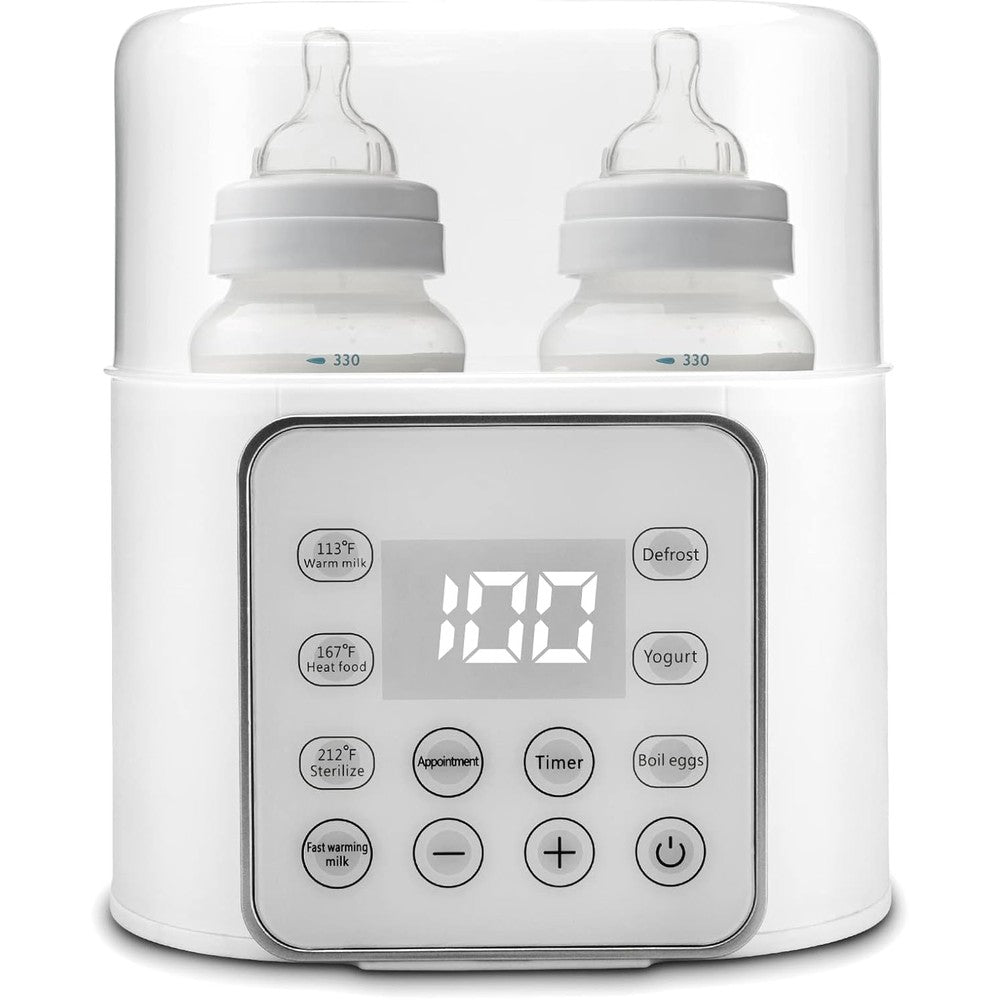Winged Whale 9-in-1 baby bottle warmer front view with LCD display