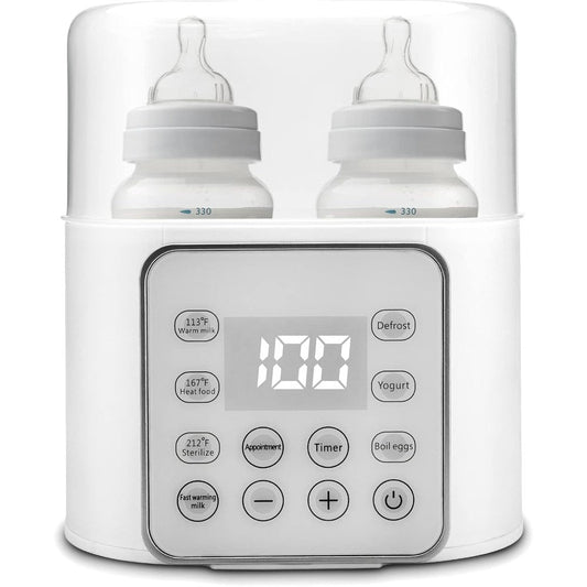 Winged Whale 9-in-1 baby bottle warmer front view with LCD display