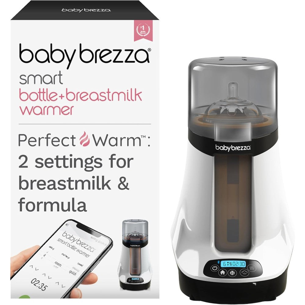 Baby Brezza Safe and Smart Bottle Warmer front view showing digital interface