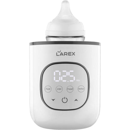 Larex 8-in-1 fast baby bottle warmer front view with digital display