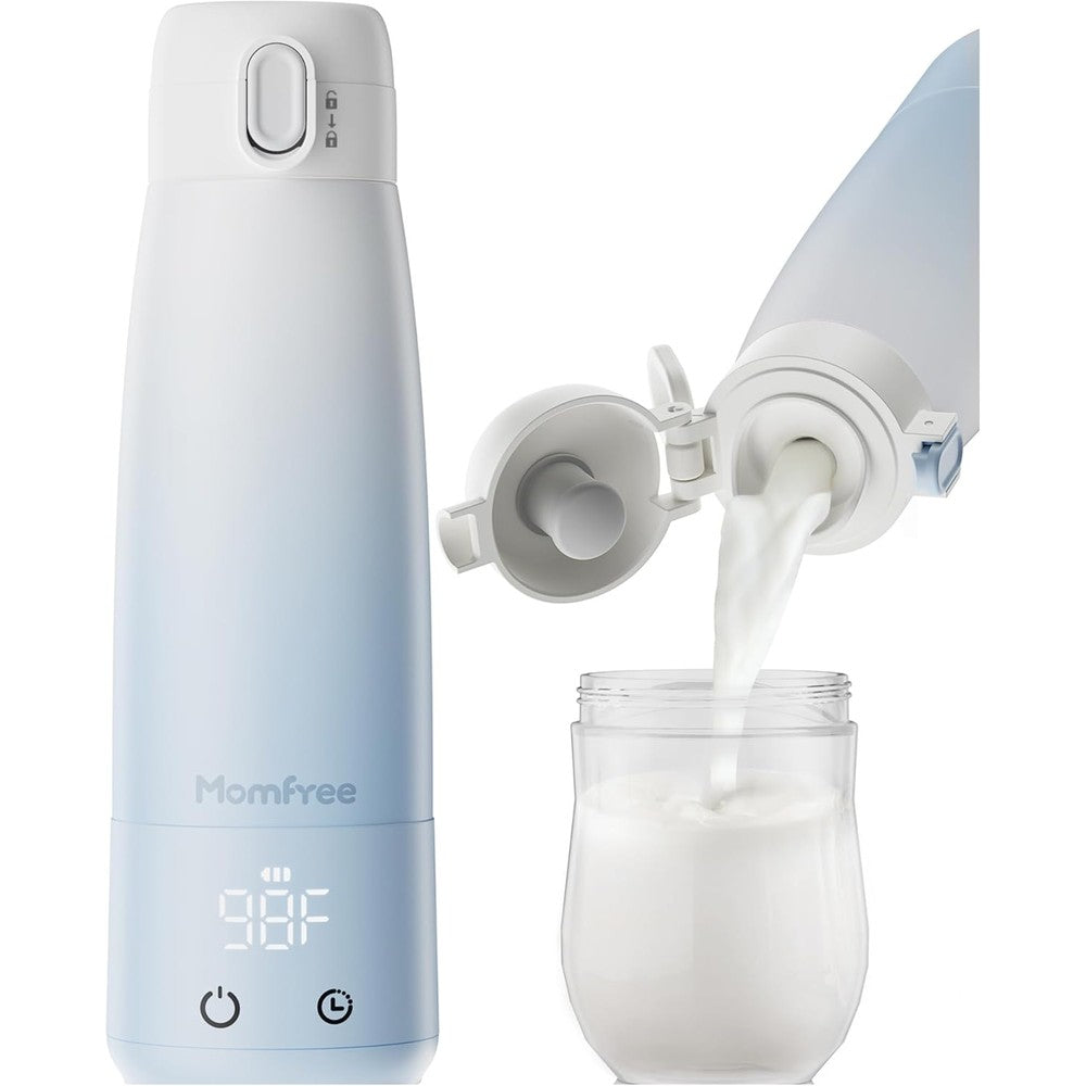 Momfree portable bottle warmer front view with LED display