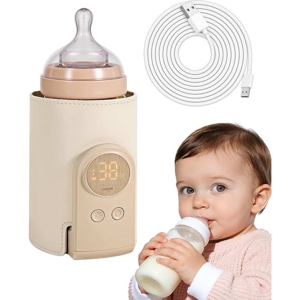 Umimile portable bottle warmer beige front view
